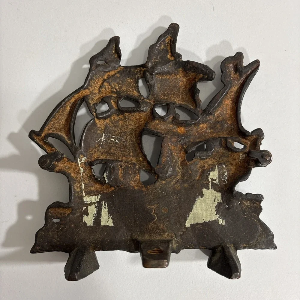 Vintage Cast Iron Spanish Galleon Ship Doorstop 7x7x3
